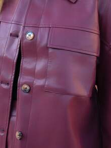 SILVIA DI SANTO Set de 2 piezas: Chaqueta/abrigo de unicolor y falda mini para mujer - Burdeos - Ver 5