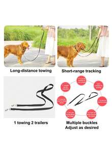 10 Ft 16 Ft 23 Ft 33 Ft Multi-Perpass Solid Color Pet Lead, Hands Free Dog Walking Lead, Sliding Tow Rope Suitable For Training, Walking, Outdoor Activities - Suitable For Pets Of Various Sizes, Black - Black - View 2