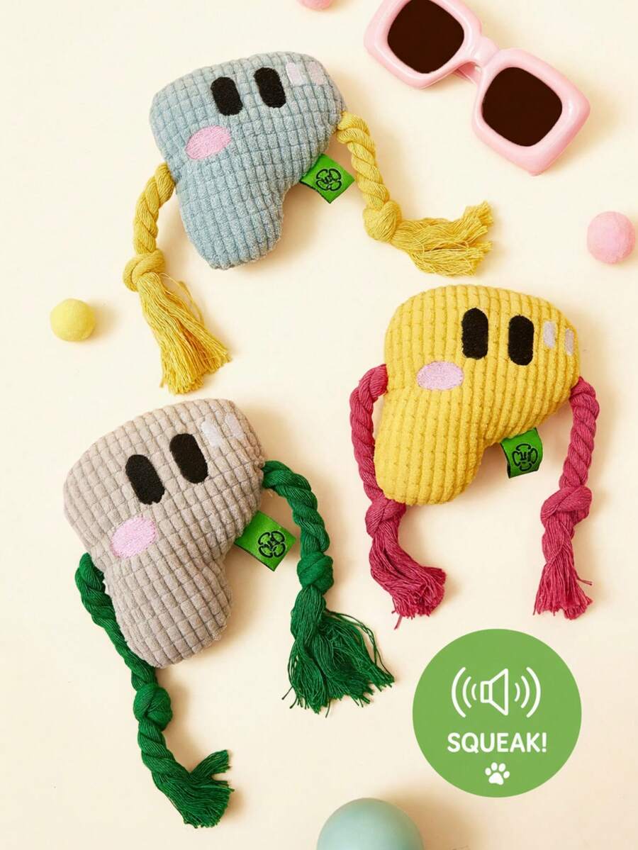 PETSIN P-Shaped Knot Toy, Gnawing And Making Sounds, Dog's' Letter Game , Making Funny Sounds, Playing Non-Stop, Dog's Grinding Tool - Multicolor - View 1