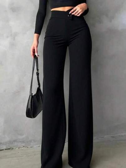 Pantalones rectos casuales y elegantes para mujer, un elemento esencial para volver a la escuela. La cintura asimétrica en V acentúa las curvas, adecuado para uso diario, oficina, citas, vacaciones y talla grande