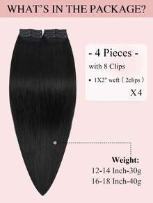 4PCS With 8 Clips Straight Clip In Hair Extensions 100% Real Human Hair Color NC# Natural Color 12-18 Inch Double Weft Invisible Clip Hair Extensions Remy Natural Human Hair For Women Girls Daily Full HeadUse Winter Christmas Halloween Costumes Autumn Outfits Women Fall Outfits