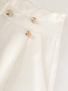 Franclia Summer Holiday Spring Breaks Valentines French Retro High Waist Ruffled Waist Shorts - White - View 7