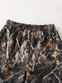 SHEIN 男童休闲运动印花口袋宽松抽绳工装裤，适合通勤、上学、日常休闲、旅行、运动，春夏秋冬皆宜。 - 彩色 - 查看 4