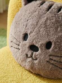 Joivida 1个可爱动物脸毛绒抱枕 - 超柔软猫咪、熊、熊猫、狐狸造型靠垫，可拥抱，舒缓舒适，适合儿童和成人，家居装饰 - 灰貓 - 查看 4