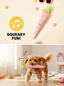 PETSIN Pet Plush Squeaky Toy Dog Durable Chew Toy Cat & Dog Durable Squeaky Toy Yogurt Dog Toy Carrot - Multicolor - View 2