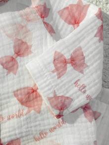 Loomiva Newborn Baby Girl Cartoon Bear Pattern Lapel Long Sleeve Cardigan Top And Elastic Waist Pants 2 Pieces Set - Multicolor - View 4