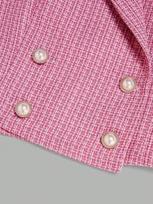 GlowEve Women's Elegant Ruffle Cuff Double-Breasted Short Blazer Jacket