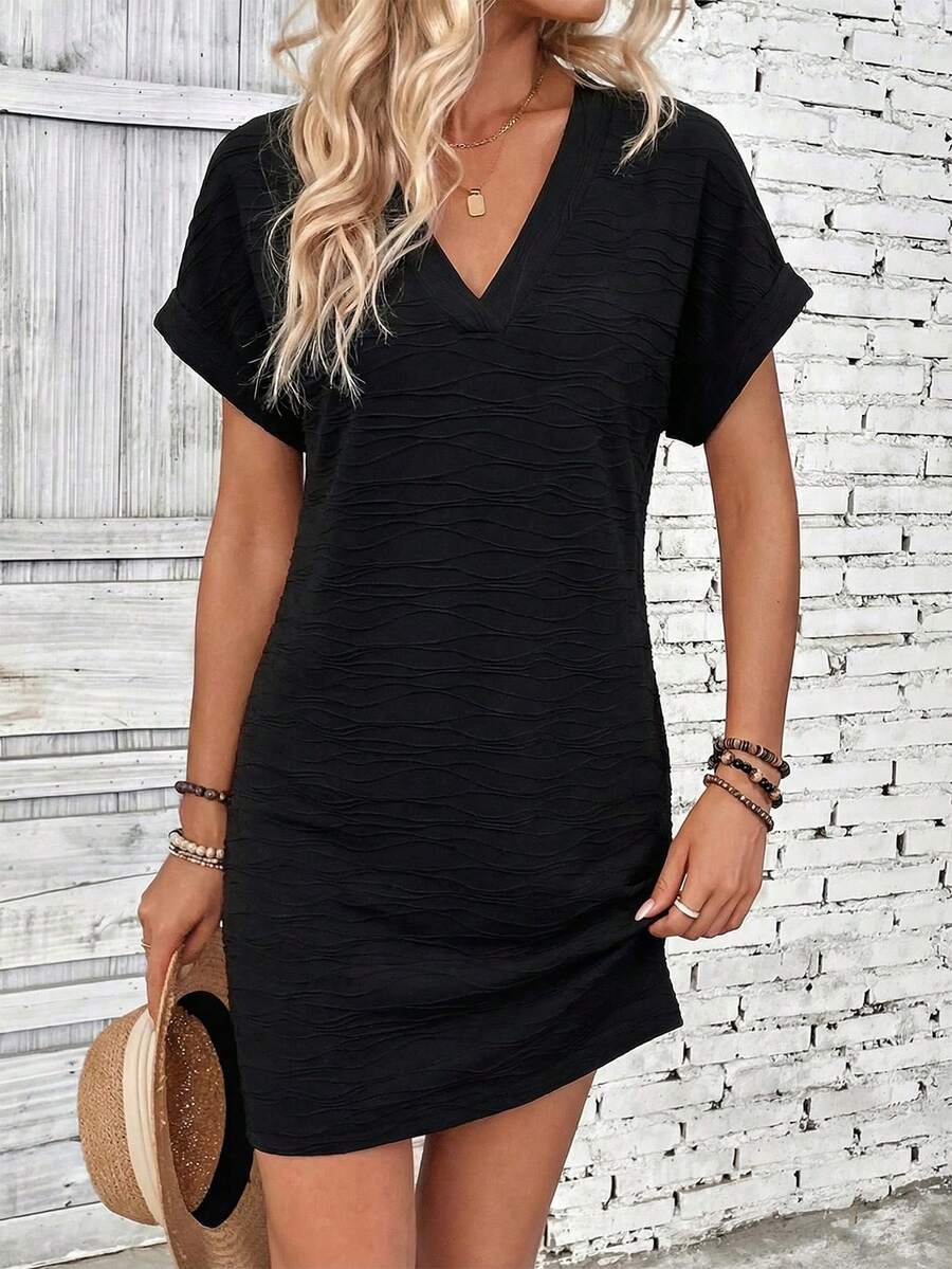 EMERY ROSE Vestido casual de unicolor con cuello en V para citas y salidas de las mujeres - Multicolor - Ver 1