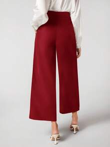BizChic Women's Black Wide Leg Cropped Pants, Business Casual Trousers For Office Wear, Autumn/Winter - Red - View 2