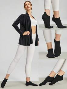 GLOWMODE 3 أزواج من الجوارب المُمشى بتهوية mesh, تمنحك تجربة المشي مع الراحة، قابضة و مناسبة للتمارين الرياضية اليومية في الاستوديو. - الأسود - مشاهدة 8