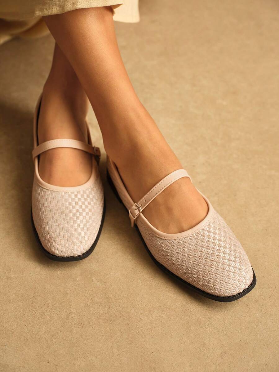 Rosivie Women's Casual Versatile Commute Simple Buckle Flats - Beige - View 1