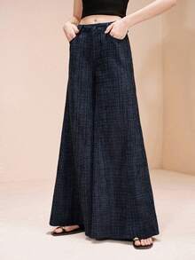 Arave 女士休闲粗花呢裤，春秋季 - 藍色 - 查看 4