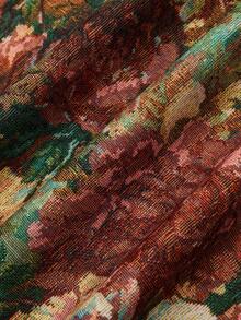 Sweetra Plus Size Women's 1950s Vintage Floral Print Brocade Jacquard Dress,Elegant Waist Cinched Brown Polka Summer Picnic Garden Party Formal Date Dress - Multicolor - View 7