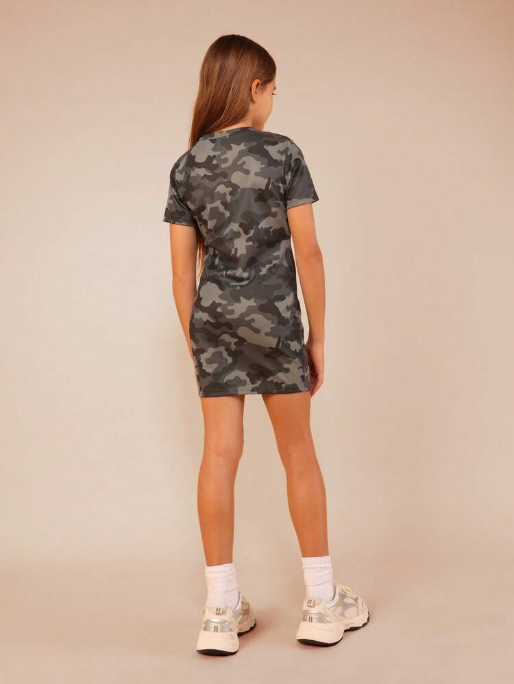 Camouflage T-Shirt Dress With Short Sleeves