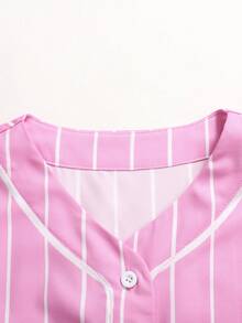 Girlism Bộ áo liền quần không tay cổ bẻ màu hồng và đen in họa tiết Anh Quốc dành cho thiếu nữ, kiểu dáng thể thao, thoải mái, đa năng, gồm 2 món. - Hồng - Xem 4