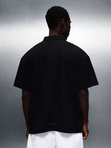 Áo Polo cổ bẻ dáng regular fit SUMWON với ba nút cài, thích hợp cho các dịp hè thường ngày, ngày Valentine. - màu đen - Xem 2