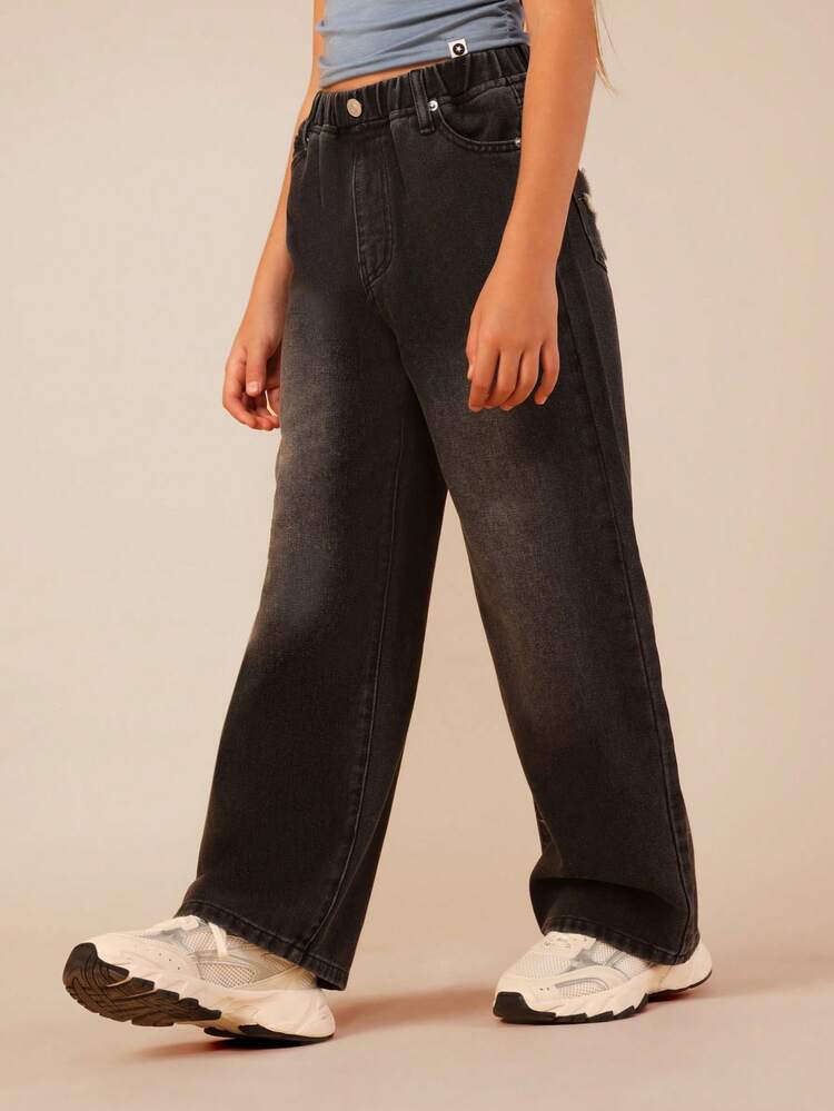 Wide Leg Jeans With Leopard Star Patches