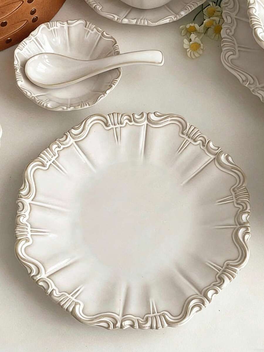 Zazumi 1PC Western Style Plate, High-End Ceramic, Household Plate, High-Value Fruit Dessert Plate - Multicolor - View 1