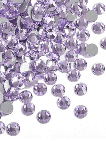 2000pcs 3-6mm Light Purple Flat Resin Rhinestones, Round Jelly Gemstones For Making Accessories Shoes, Clothes, Cosmetics, Bags, Decoration
