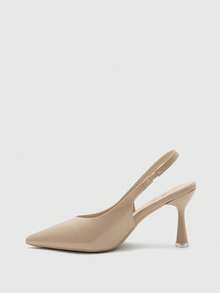 CUCCOO BIZCHIC Women's Pointed Toe High Heel Mule Shoes, Apricot Color, Slip-On Design, Minimalist Style, Suitable For Commuting And Daily Wear, Spring/Autumn - Apricot - View 8