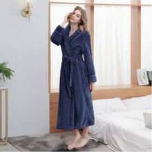 SHEIN Basic living 超柔软珊瑚绒浴袍 - 速干、不掉毛、透气 | 男女皆宜 | 时尚设计 | 秋冬情侣睡衣 - 彩色 - 查看 59
