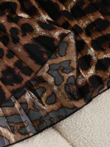 Franclia Petite 女士优雅收腰修身豹纹褶裥连衣裙，适合办公室通勤 - 咖啡 - 查看 6