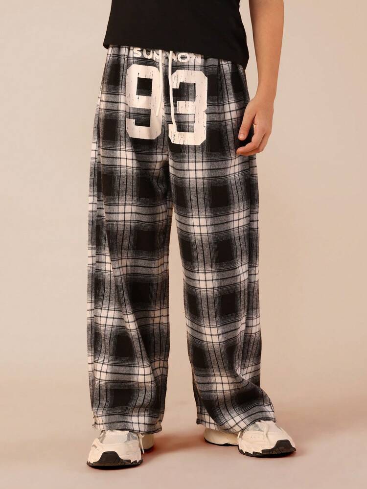 Plaid Pants With Number Print