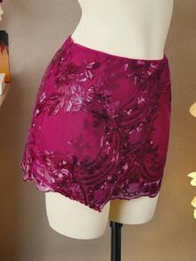 Femesol Chân váy ngắn đính sequin lấp lánh, vạt bất đối xứng dành cho nữ, hàng mới về mùa xuân/hè, phong cách Y2K cho kỳ nghỉ, tiệc tùng, Valentine, kỳ nghỉ hè, chân váy sequin màu hồng. - Màu Hồng Tươi - Xem 3