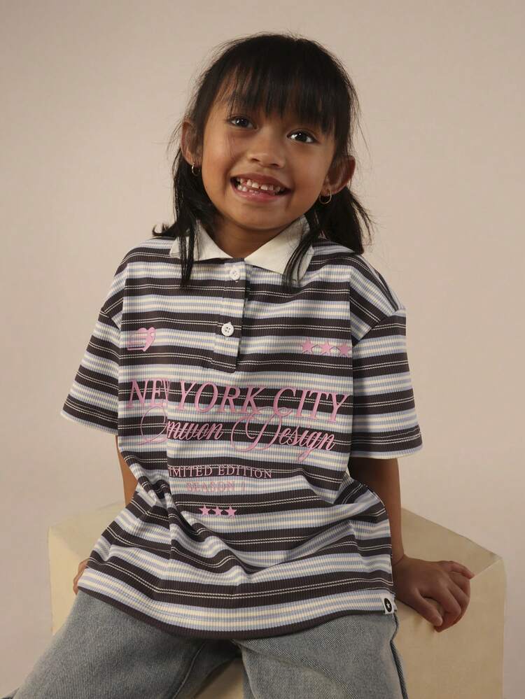Striped Polo Shirt With White Collar