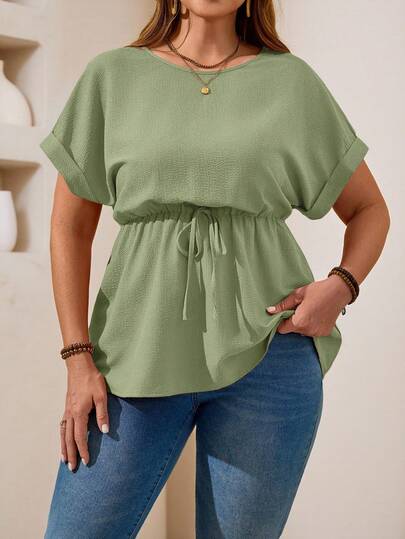 EMERY ROSE Plus Size Round Neck Batwing Sleeve Casual Solid Color Blouse, Pride Life, LGBTQ Lesbian Pride, Pride-Woman, Pride Gift Rainbow, Pride Month Printable, Summer For Women, Summer Top, Vacation Woman, Going Out Top, Country Concert , Cute Summer Top