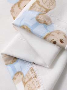 Dazy Plus 两件套可爱小熊睡衣套装，宽松短袖上衣和长裤，春夏睡衣 - 白色 - 查看 3