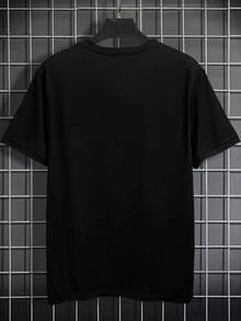 Manfinity Men's Solid Color V-Neck Casual Versatile Commute Short Sleeve T-Shirt - Black - View 2