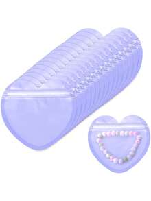 40pcs-Heart Shaped Purple Heart Shaped Bag, Resealable Bag, Cute Mini Bag, Valentine's Day Trinket Bag, Clear Resealable Bag, Cute Snack Bag, Business Wedding Birthday Holiday Party Supplies, Valentine's Day Decoration, Valentine's Day Gift Bag,Easter Gift Bag, Mother's Day Decoration, Mother's Day Gift, Mother's Day Gift Bag - Purple - View 1