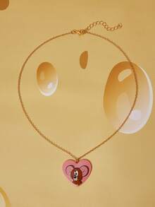 TOM & JERRY X SHEIN Cartoon Element Printed Zinc Alloy Necklace, Luxurious Niche, Casual Chic, Suitable For Various Parties, Concerts, Festivals - Gold - View 3