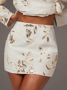 Athîral Women's Embroidered Sequin Patchwork Fitted Skirt - Multicolor - View 1