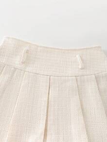 Franclia High Waist Pleated Wool Blend Skirt, Elegant For Women In Spring/Autumn - Beige - View 3
