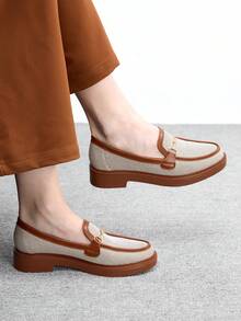 CUCCOO BIZCHIC Women's Simple Round Toe Wedge Heel Platform Slip-On Flats, Elegant & Casual, Comfortable & Versatile For Work, Commute, Date, Formal Occasions