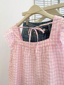 INAWLY 女士秋季新款可爱荷叶边下摆衬衫 - 粉色 - 查看 8