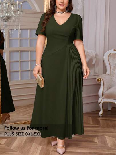 Firerie Plus Size Women's Comfortable Casual Elegant Ruched Loose Stretch Date Party Short Sleeve Dress, Spring/Summer Flowy Dress,Formal Dresses For Women