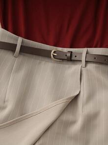 Franclia 女士纯色圆领背心和条纹半裙休闲两件套 - 彩色 - 查看 3