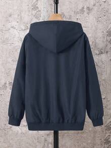 SHEIN Áo khoác mùa đông có mũ trùm đầu lót nhiệt đa năng thoải mái cho bé trai tuổi teen màu đỏ tía phong cách Boho Goth Y2k Rave Kỳ nghỉ Lễ hội Giáng sinh Mùa thu Mùa đông Lễ tạ ơn Quần áo mùa đông Cổ điển Thường ngày Ấm áp - Màu xanh hải quân - Xem 3