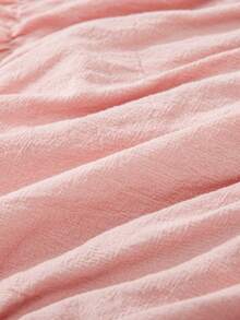SHEIN Baby Girl Solid Color Ruffle Hem Pleated Shorts - Pink - View 5