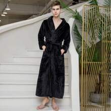 SHEIN Basic living 超柔软珊瑚绒浴袍 - 速干、不掉毛、透气 | 男女皆宜 | 时尚设计 | 秋冬情侣睡衣 - 彩色 - 查看 43
