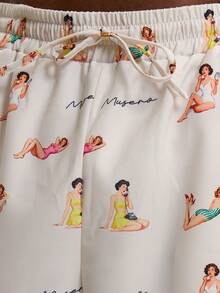 Musero All Over Graphic Print Elasticated Drawstring Waistband Swim Short Summer Essentials Holiday Poolside Spring&Summer - Multicolor - View 6