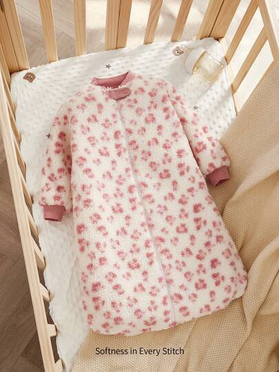 Cozy Pixies 1 pieza Saco de dormir para bebé suave y grueso con estampado de leopardo rosa, adecuado para recién nacidos