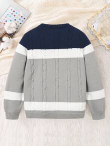 SHEIN Sweter z okrągłym dekoltem w stylu koreańskim dla chłopców, idealny do dojazdów do pracy, szkoły, na co dzień, do sportu, na jesień/zimę - Wielokolorowe - Zobacz 5