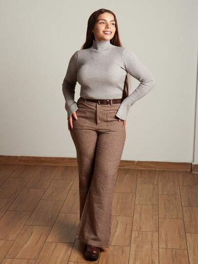 Lupita Cardoza 女式格子双口袋休闲皮带复古裤