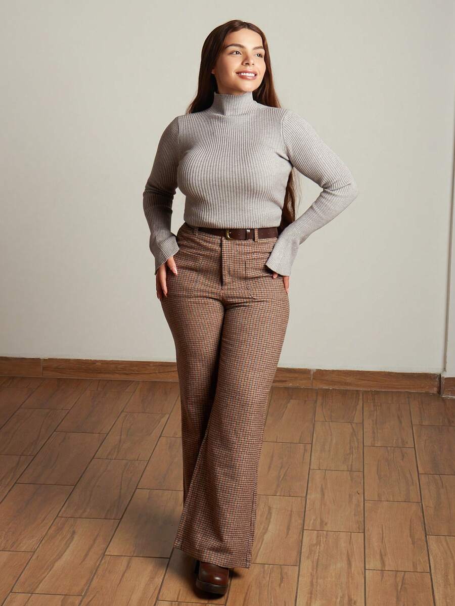 Lupita Cardoza 女式格子双口袋休闲皮带复古裤 - 彩色 - 查看 1