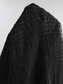 Ontre 2026 Spring/Summer New Women's Long Dress, Spring/Summer Clothing, Back To School, Women's Apparel, Christmas Outfit, Women's Teacher Uniform, Night Out Outfit, Business Casual, Women's Black Textured Long Sleeve Long Shirt Dress, Black Dress, Fashionable Versatile Bestselling Women's Long Dress - Black - View 10