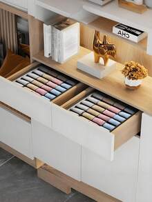 Caja de almacenamiento de calcetines y ropa interior, caja de almacenamiento plegable con 24 compartimentos, cesta de almacenamiento para armario, caja de almacenamiento para el hogar que ahorra espacio, accesorios para el dormitorio, decoración de almacenamiento, decoración para vacaciones/habitación/hogar/dormitorio, caja de almacenamiento, almacenamiento doméstico, organización de almacenamiento, cajón de almacenamiento para escritorio, armario de almacenamiento de ropa, cajón de almacenamiento - Multicolor - Ver 3